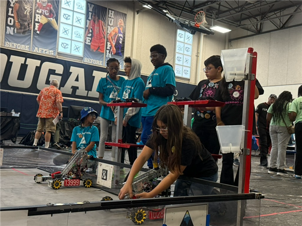 students at robotics competition